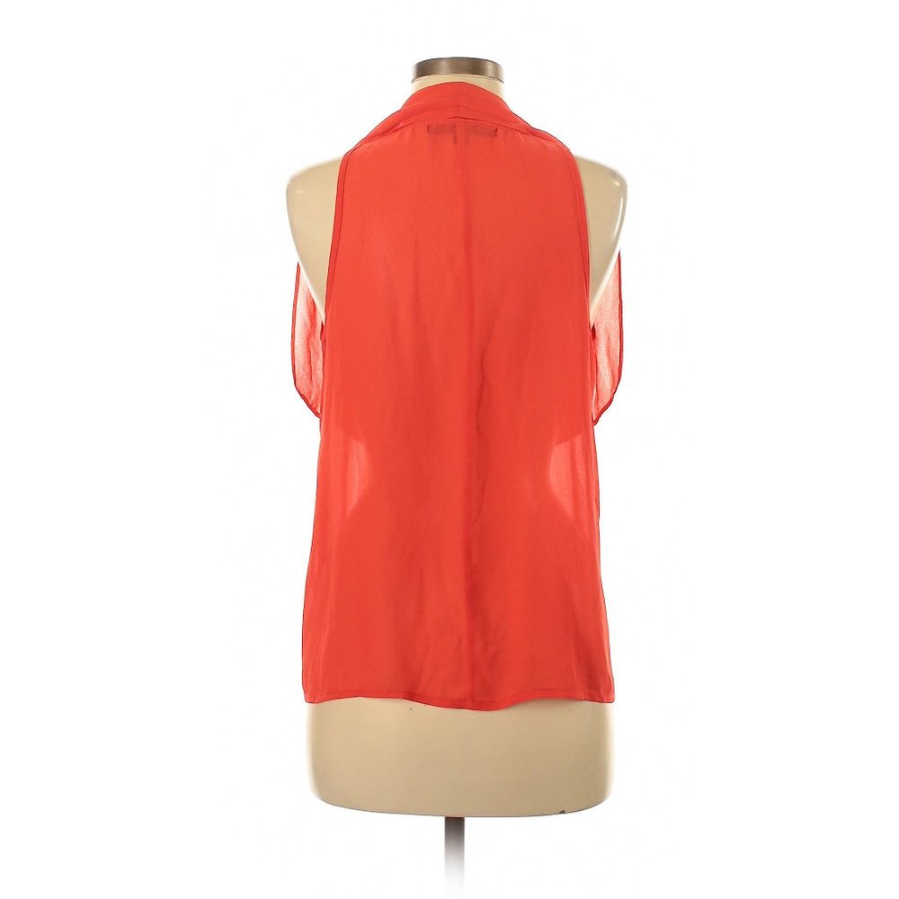 Ovi Layered Sheer Sleeveless Ruffle Blouse in Red-Orange | Size Small - Picture 3 of 10